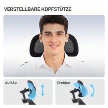 Ergonomic Office Chair With Casters, Mesh Upholstery, Lumbar Support, Computer Chair With Armrests And Adjustable Headrest - Black - View 6