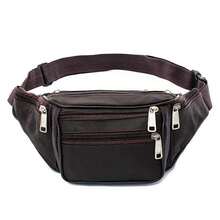 Bum Bag Leather Fanny Pack Festival Money Pouch Travel Waist Belt Wallet Sport - 咖啡色 - 查看 10