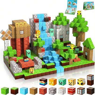 48/100/200/300 Stück Neue Magnetische Bauklötze Mine World Magnetischer Waldhaus Konstruktions-Baustein Würfel Spielzeug Set MINT Bildung Sensorik 2026 Geburtstag Feiertage Bestes Geschenk für Kinder ab 3 Jahren