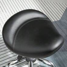 Adjustable Height Swivel Rolling Stool, In Black Faux Leather, 48 X 48 X 54-69 Cm, For Hair Salon And Massage. - Black - View 8