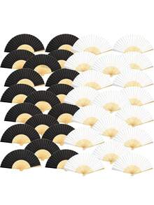 1pc Portable Elegant Gold-Rimmed Folding Hand Fan Set, Black & White, Suitable For Weddings, Parties, Festivals, Summer Gatherings, Adult Events, Performances, Dances, Bridal Showers, Home Decor, Guest Gifts, Convenient Single-Hand Use, Fashionable Boho Style Accessory, Includes Shimmering Edge Paper Fan, Elegant & Refreshing Essential,Outdoor,Garden,Travel Essentials,Portable Essentials,Beach Essentials,Graduation Season,Commencement,Graduation Ceremony,Graduation Gift,Graduation Present,Graduation Gift,Graduation Present,Congrats Grad,Congratulations Graduate,Valedictorian,Finish School,Graduation Party,Outdoor Essentials,Travel Portable,Hiking Essentials,Camping Essentials,Portable Tools,Summer Essentials ,Summer Portable - Multicolor - View 1