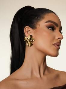 1 Pair Geometric Chic Iron Stud Earrings, Suitable For Weddings, Parties And Daily Wear - Yellow Gold - View 2