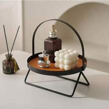 Estantería de almacenamiento de cosméticos de estilo nórdico para escritorio, adecuada para baño y sala de estar, diseño de una sola capa con asa para un fácil transporte, ideal para organizar tazas y perfumes - Multicolor - Ver 4