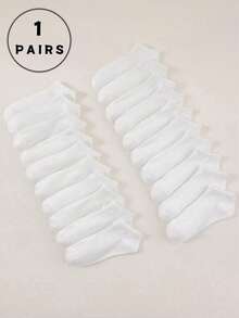 1 Pair/5 Pairs/10 Pairs/20 Pairs, Autumn/Winter, Random Black, Soft & Comfortable Breathable Socks, Suitable For Campus Wear, Portable & Fashionable, Unique Personalized, Essential Item For Women's Campus Parties, Daily Casual Wear, Soft & Comfortable Ladies' Boat Socks - Black - View 15