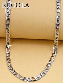 KKCOLA 1件欧美时尚街头风不锈钢粗项链，百搭日常佩戴，节日礼物首饰 - 銀色 - 查看 3