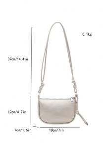Mini Lychee Texture Crossbody Bag For Women, New Stylish Compact Versatile Daily Wear - Champagne - View 5