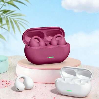 A02 Bluetooth 5.3 Wireless Earphones, Clip-On Earphones With Noise Cancellation, High-Definition Calls, Suitable For All Smartphones