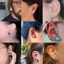 10个/18个/套 黑色单喇叭玻璃耳塞扩耳器，短锥形耳廓扩张器，舒适耳廓扩张器带橡胶圈，疯狂圆顶人体穿刺饰品套装 - 玻璃套裝 - 查看 3