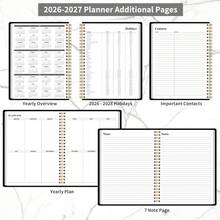 2026-2027 年月度计划日历，B5 尺寸，包含月度/周度日历、年度概览、月度目标和习惯追踪器，是学校办公用品、女性成人礼物、教师礼物、母亲节礼物的理想之选。 - 每月計劃本 - 查看 6