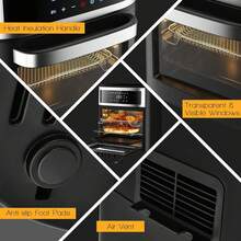 10-in-1 Air Fryer Oven, 12.6Qt Convection Oven with Visible Window, Rotisserie & Grill, Family-Size Airfryer withAir Fryer Fully Au atic ligent Visual 12L Large ty 2000W High Power Multiple Function Electric Oven Dehydrator POPQ Visible Window for Healthy Cooking, - Negro - Ver 6