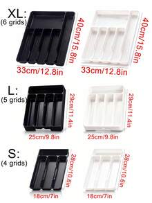 1 pieza Bandeja de clasificación de utensilios plateada, Soporte para cucharas de cocina, Organizador de cubiertos, Estante de almacenamiento de cocina, Caja organizadora de cajón para cubiertos, Soporte para cuchillos, tenedores y palillos dentro del gabinete, Organizador de utensilios de cocina, Bandeja para cuchillos y tenedores de cajón - Multicolor - Ver 3