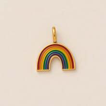 1pc New Fashionable Daily Gold Stainless Steel Star Rainbow Radiant Star Meteor Star Eye Pendant, Inlaid With Zirconia, Stainless Steel Plated With 18K Gold, Suitable For DIY Jewelry, Necklace, Bracelet Accessories, Earrings, Keychains, Bag Accessories, Women's Jewelry Accessories, Wallet Accessories, Pendants, Stainless Steel DIY Accessories - Multicolor - View 11