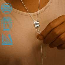 1pc Elegant 925 Silver Geometric Cube Pendant Necklace For Women, Suitable For Daily Wear, Parties, And As A Gift For Her - Silver - View 6