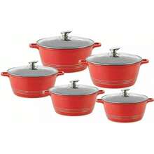 SQ Professional Durane 5pc RED Die Cast Non Stick Induction Stockpot Set-9320 - Multicolor - View 1