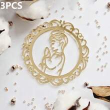 6 piezas Juego de decoraciones de pastel de acrílico dorado, Decoraciones para pastel con diseño de IHS María, Adecuado para bautizo, decoración de fiesta de comunión - Multicolor - Ver 19