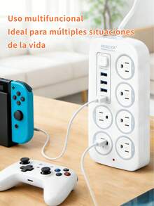 MOREKA This Multifunctional Power Strip Is Ideal For Home And Office Use. It Features 6 Power Outlets, 4 USB Charging Ports, Surge Protection, Power Control, And A Long Cable. - Putih - View 5
