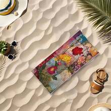 1pc Vintage Floral Beach Towel, Super Absorbent Quick Dry Swimming Towel, Lightweight Soft Beach Blanket, Suitable For Beach, Swimming, Outdoor Camping Travel, Ideal Beach Essential Bath Sheets - A - View 2