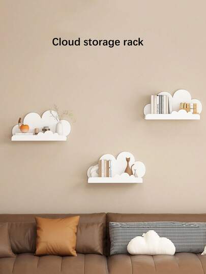 1pc New Cloud-Shaped Shelf, Minimalist Ins Style Wall Decor Bookshelf, Home Living Room Storage Rack For Kids Room