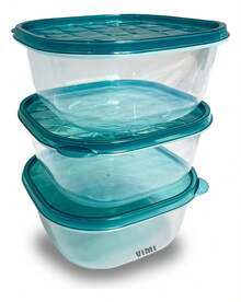 TendenciaSet De 3 Topper Recipiente Alimentos Contenedor 1000ml C/u Transparente RedondoCalidad premium - Redondo transparente - Ver 2