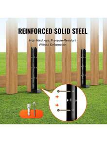 Fence Post Anchor Repair Kit  4 Pack Inner Diameter 2 X2 Inches Heavy Duty Steel Fence Post Support Stakes  Anchor Ground Spike For Repair Tilted  Broken Wood Fence Post - Black - View 2