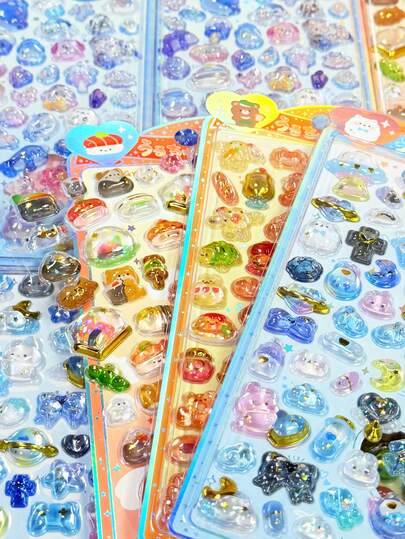 3D立体浮雕趣味贴纸，活页夹手工奖励教育计划贴纸，亚克力钻石贴纸，儿童手工DIY装饰贴纸，精致浮雕趣味贴纸