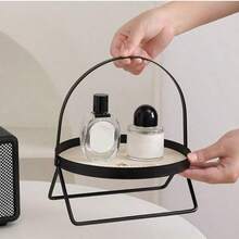 Estantería de almacenamiento de cosméticos de estilo nórdico para escritorio, adecuada para baño y sala de estar, diseño de una sola capa con asa para un fácil transporte, ideal para organizar tazas y perfumes - Multicolor - Ver 1