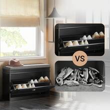Ghế để giày hành lang Giá để giày Tủ giày có đệm ngồi và ngăn kéo lật Màu đen Rộng 75 X Sâu 24 X Cao 51cm FSR82-L-SCH - màu đen - Xem 4