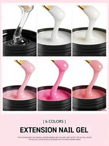 XEIJAYI 6 Colors 100g UV LED Curing Nail Extension Gel, Crystal Nail Extension Gel For Home Salon DIY Nails - Multicolor - View 4