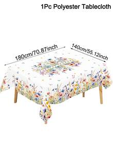 1pc Spring Wildflowers Tablecloth - Polyester Butterfly Design Rectangular/Round Tablecover For Birthday Party Supplies, Kitchen Dining Room Table Decor, Festive Spring Summer Holiday Indoor/Outdoor Decor - Multicolor - View 14