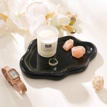 Ceramic Jewelry Tray Trinket Dish Ring Holder Decorative Cloud Vanity Key Tray For Women Cute Jewelry Plate Bowl Aesthetic White Medium Bedroom Vanity Decor - Black - View 3