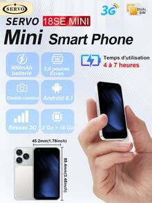 SERVO 18SEmini Smartphone, Double SIM Double Veille, Android 8.1, 3G WCDMA, RAM 2Go+ROM 16Go, WIFI, Écran 3,0 Pouces, Mini Téléphone Intelligent - Noir - Voir 16