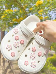 12pcs Cherry Blossom Accessory Set, Detachable DIY Decoration, Suitable For Mary Jane Shoes, Sandals And Slippers, Beach Shoes, Holiday Gift - Multicolor - View 6