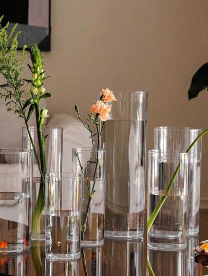 1个高品质透明亚克力圆柱花瓶，适用于客厅、书桌、婚礼中心花艺摆设、节日装饰、圣诞雪花模具、雪球容器、储物罐、卷轴架、大容量空间、卧室装饰，适合多种装饰风格，斋月装饰，高度透明，比玻璃更防碎，大型落地花瓶，大型花瓶，不易碎塑料防风花瓶，不同尺寸的花瓶