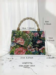 Spring/Summer New Embroidered Printed Evening Clutch Bag, Vintage Style, Chinese Style, Suitable For Cheongsam, Daily, Party, Birthday, Wedding, Lightweight Handbag, Versatile Retro Charm, Elegant Ladies Clutch - Green - View 13