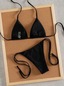 Bộ bikini nữ phong cách Y2K đính vỏ sò và đồng xu, sang trọng, lấp lánh, thích hợp cho tiệc tùng, ngày lễ, Ngày của Mẹ, đi biển, nghỉ dưỡng. - màu đen - Xem 4