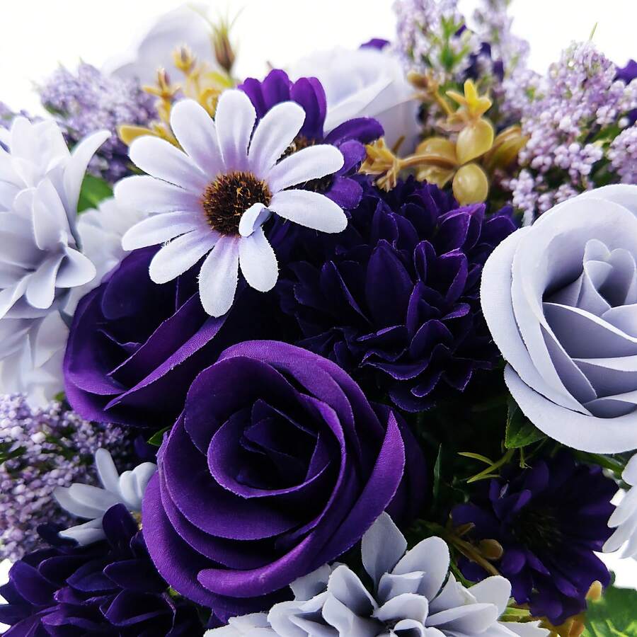 4 Artificial Flower Simulation Rose Bouquets Silk Daisies Dandelion Flowers Loose Wedding Home Party Decoration Dining Table Centerpiece, Purple  Colors - Purple - View 1