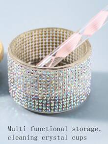 1个专业美甲刷杯，全钻石加厚玻璃洗笔水晶杯带盖网状分层美甲刷清洁杯，返校季，美甲，美甲工具，美甲用品，美甲工具 - 彩色 - 查看 8