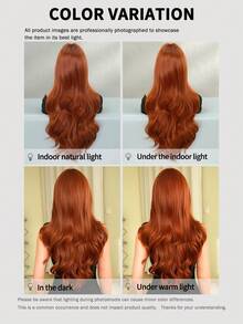 7JHH WIGS Tóc giả màu cam gừng thời trang dành cho nữ, dài 28 inch, kiểu tóc gợn sóng có mái, chất liệu sợi tổng hợp chịu nhiệt mật độ cao, kiểu tóc xoăn gợn sóng tự nhiên màu cam gừng, thích hợp cho các bữa tiệc hàng ngày, hóa trang Halloween, phụ kiện tóc giả không cần keo dán dành cho người mới bắt đầu. - gừng - Xem 9