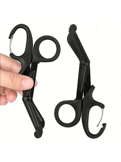 مقص خارجي قطعة واحدة مع إبزيم تسلق الجبال - مقص متعدد الوظائف، مقص بطول 7.5 بوصة، مناسب للمكتب والخياطة والأعمال اليدوية المنزلية والمستلزمات المدرسية