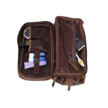 Men's Genuine Leather Toiletry Bag waterproof Dopp Kit Shaving bags and Grooming Kit for Travel ~ groomsmen Gift for Men Women ~ Hanging Zippered Makeup Cosmetic Pouch Case-013 - café Estilo 2 - Ver 6