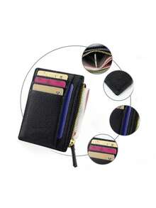New Mini Zipper Women Coin Purse, Small Wallet With Multi-Card Slots, Key Chain Card Holder - Black - View 4