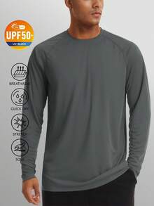 KEFITEVD Men's Long Sleeve Shirts UPF 50+ UV Sun Protection Athletic Shirts For Hiking Running Workout Rash Guard - Dark Grey - View 2