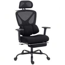 Ergonomic Office Chair With Casters, Mesh Upholstery, Lumbar Support, Computer Chair With Armrests And Adjustable Headrest - Black - View 1