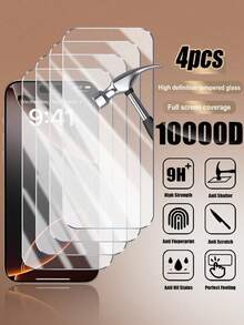 4片装钢化玻璃屏幕保护膜，兼容 17E/17 Pro Max/17 Pro/17 Air/16/16 Pro/16 Plus/16 Pro Max/15/15 Plus/15 Pro/15 Pro Max/14/14 Plus/14 Pro/14 Pro Max/13 Mini/13/13 Pro/13 Pro Max/12 Mini/12/12 Pro/12 Pro Max/11/11 Pro/11 Pro Max/X/XS/XR/XS Max/7/8/7/8 Plus - 無色 - 查看 29