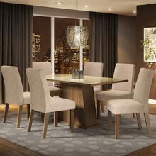 Juego Comedor Madesa Patricia Mesa Tapa Vidrio y 6 Sillas Color Marrón y Crema - Marrón y Crema - Ver 2