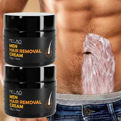  2 piezas Crema depilatoria para hombres MELAO, apta para pecho, espalda y Body - Fórmula de acción rápida, efectiva en 5-8 minutos, hidratante y suave, no irritante