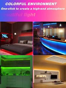 Tira de luces LED inteligente, luces LED que cambian de color con control remoto de 44 teclas, controladas por aplicación, adecuadas para la decoración de la sala de estar, la decoración de Halloween, sincronización con música, aplicables para la decoración del hogar, el dormitorio, la cocina, la televisión, la fiesta de vacaciones, la decoración navideña, los regalos navideños para el hogar, la decoración navideña - luz de color - Ver 6