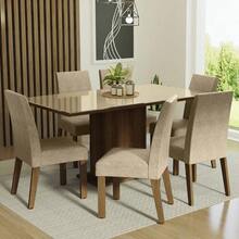 MADESA Dining Table & Chair Sets - Brown and Cream - View 2