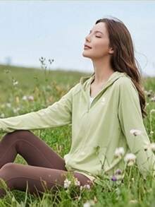 CAMEL CROWN Women's Cooling Sun Protection Clothing, Thin Summer Outdoor Ice Silk UV Protection Breathable Sun Protection Clothing - Pear Green - View 2