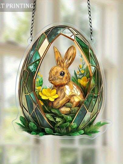 1pc 2D Flat Cute Rabbit Garden Fashion Glasses, Easter Window Hanging Decor, Easter Decoration, Rabbit Decor, Easter Eggs, Spring Decor, Ideal For Home, Office, Yard Decoration, Great Gift For Family And Friends, No Power Required